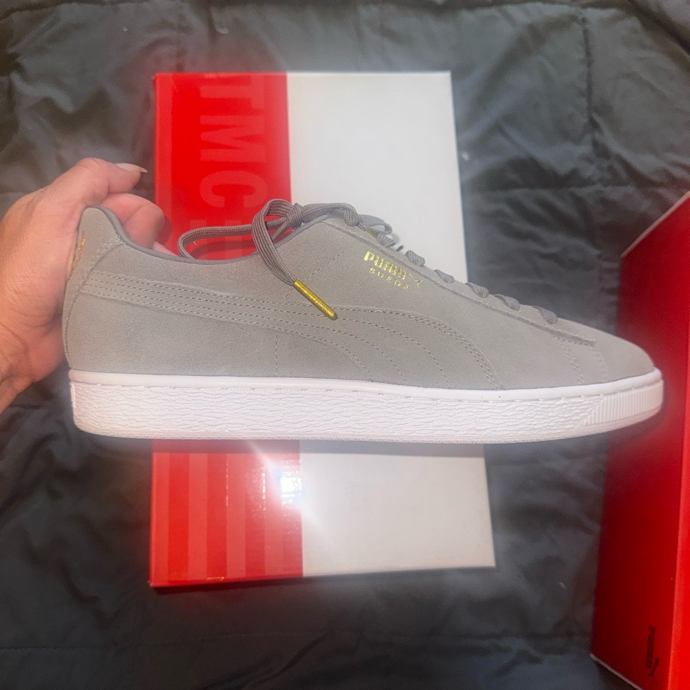 TMC Puma Gray Suede Men's Shoes Nipsey Hussle Men’s Puma Suede x TMC